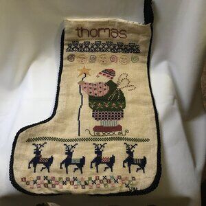 Finished Completed Christmas Stocking Personalized Thomas Name Scandinavian